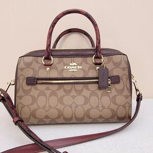 Coach Rowan PVC Leather & Snakeskin Trim Satchel Bag Purse H1981-F89005